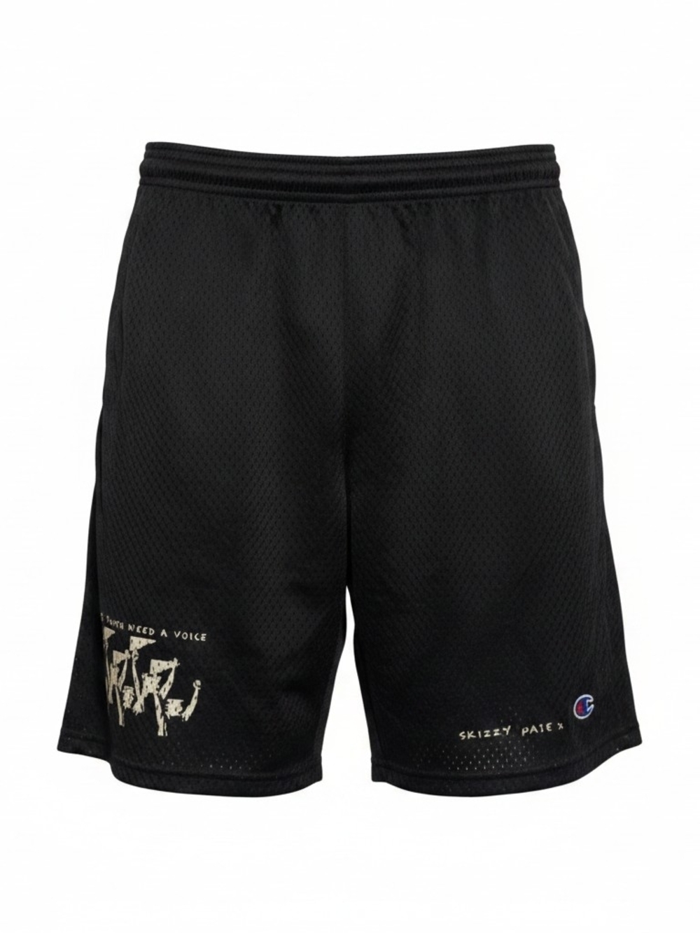 Champion x Skizzy Mars Mesh Shorts Black Graphic Size S Streetwear 🔥